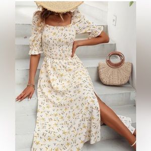 SHEIN floral puff sleeve dress